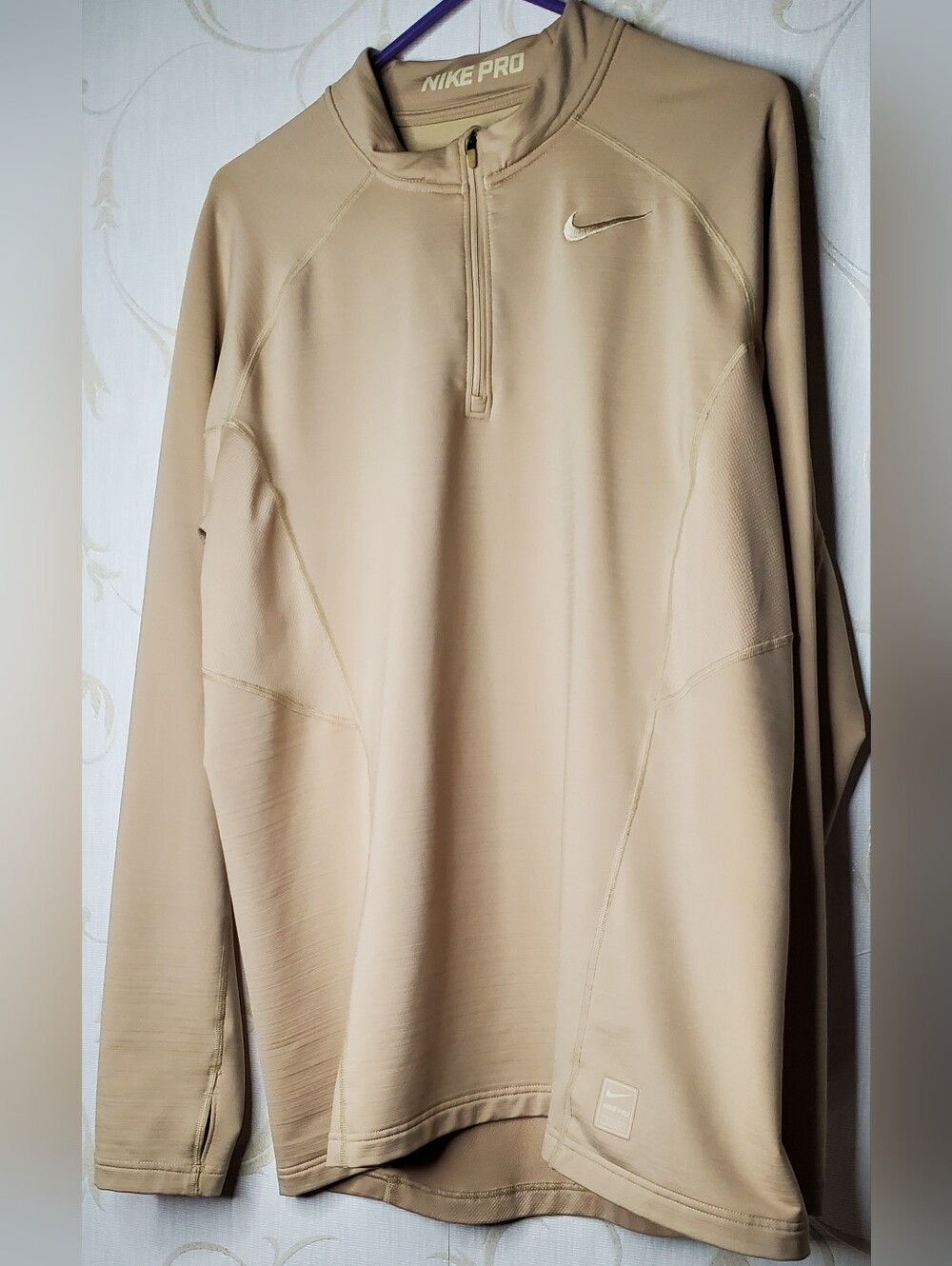 Nike Pro Dri Fit Fitted XL Beige Longsleeve Shirt NEW Condition